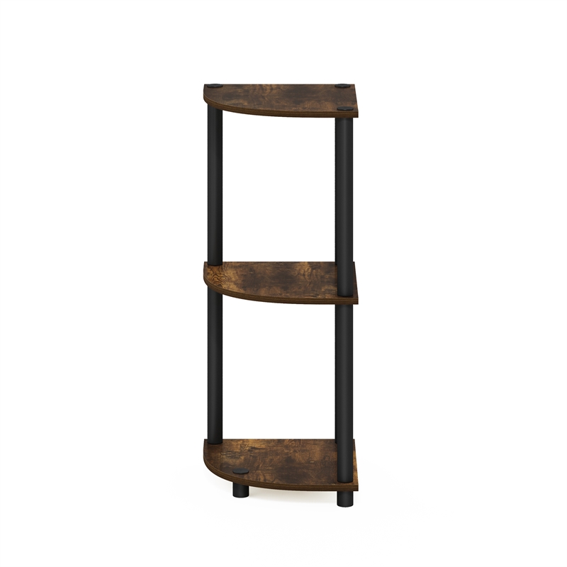 Furinno Turn-N-Tube 3-Tier Toolless Corner Closet Organizers. Amber Pine