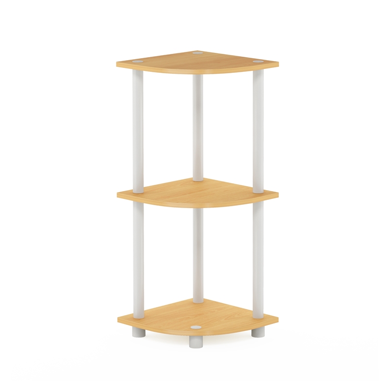 Furinno Turn-N-Tube 3-Tier Toolless Corner Closet Organizers/Storage. Beech