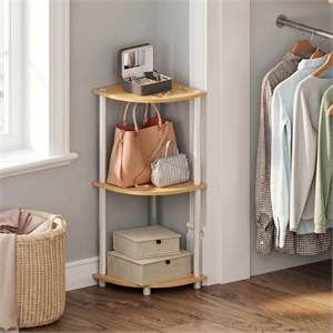 Furinno Turn-N-Tube 3-Tier Toolless Corner Closet Organizers/Storage. Beech