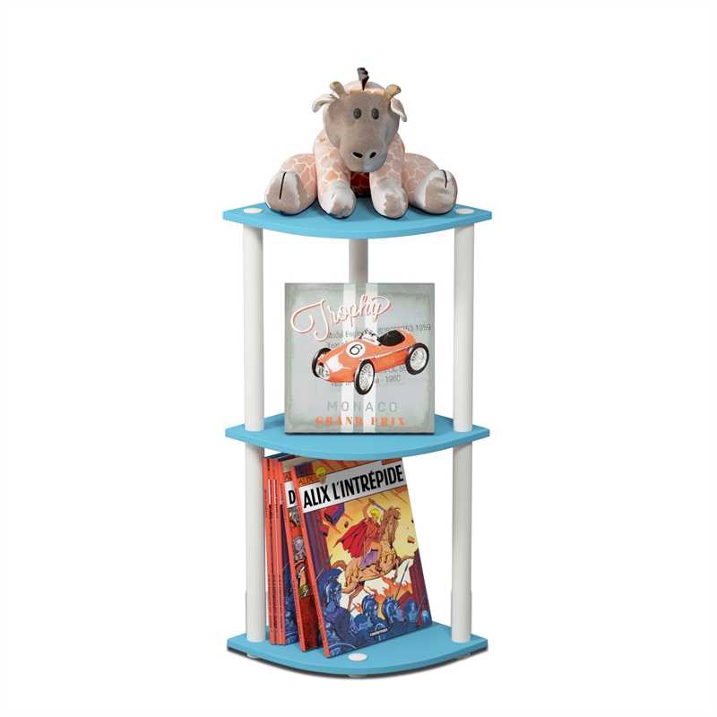 Furinno Turn-N-Tube 3-Tier Toolless Corner Closet Organizers. Light Blue