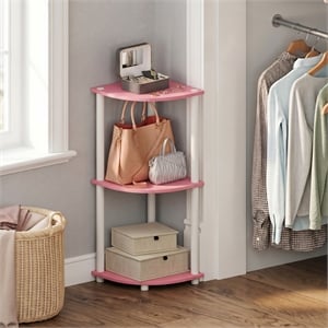 Furinno Turn-N-Tube 3-Tier Toolless Corner Closet Organizers/Storage. Pink