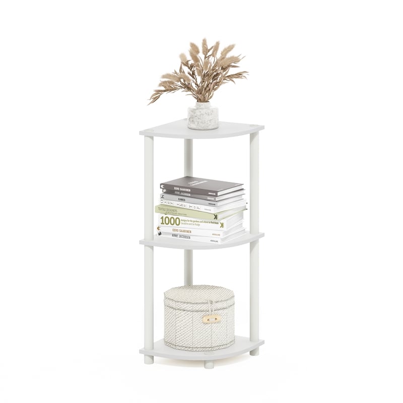 Furinno Turn-N-Tube 3-Tier Toolless Corner Closet Organizers/Storage. White