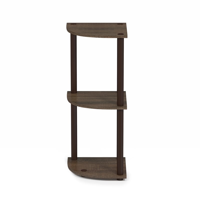 Furinno Turn-N-Tube 3-Tier Toolless Corner Closet Organizers. Walnut
