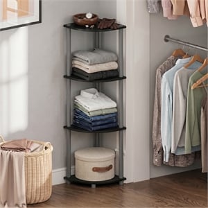 Furinno Turn-N-Tube 4-Tier Toolless Corner Closet Organizers/Storage. Black