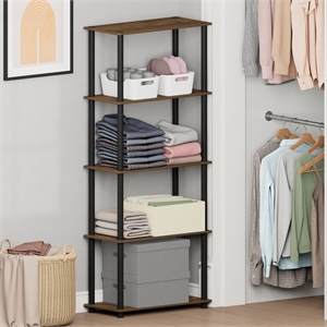 Furinno Turn-N-Tube 5-Tier Closet Organizers/Storage. Columbia Walnut