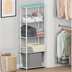 Furinno Turn-N-Tube 5-Tier Toolless Closet Organizers/Storage. Light Blue