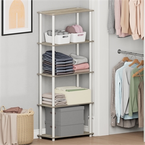 Furinno Turn-N-Tube 5-Tier Toolless Closet Organizers/Storage. Sonoma Oak
