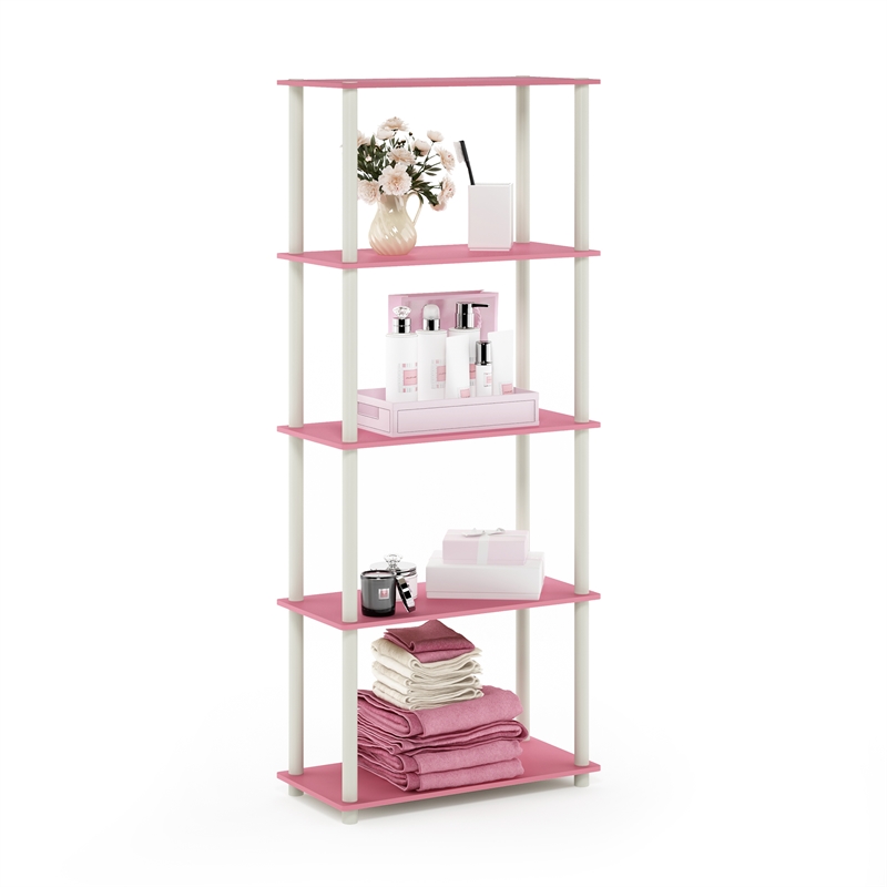 Furinno Turn-N-Tube 5-Tier Toolless Closet Organizers/Storage. Pink