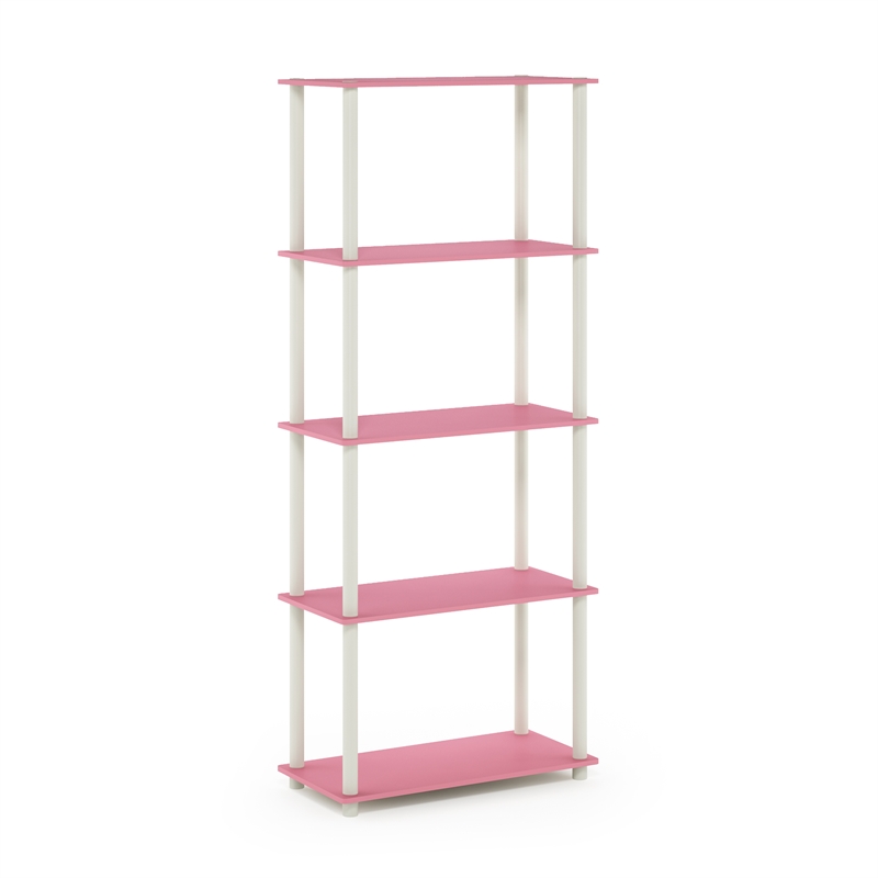 Furinno Turn-N-Tube 5-Tier Toolless Closet Organizers/Storage. Pink