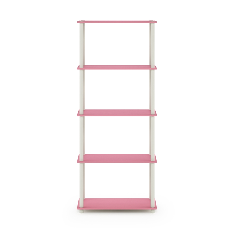 Furinno Turn-N-Tube 5-Tier Toolless Closet Organizers/Storage. Pink