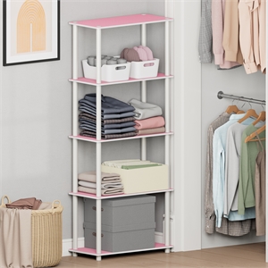 Furinno Turn-N-Tube 5-Tier Toolless Closet Organizers/Storage. Pink