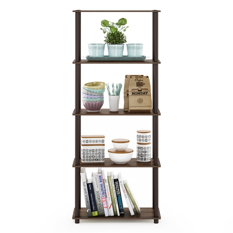 Furinno Turn-N-Tube 5-Tier Toolless Closet Organizers/Storage. Walnut