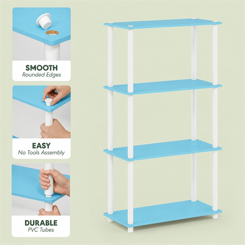 Furinno Turn-N-Tube 4-Tier Toolless Closet Organizers/Storage. Light Blue