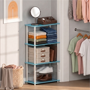 Furinno Turn-N-Tube 4-Tier Toolless Closet Organizers/Storage. Light Blue
