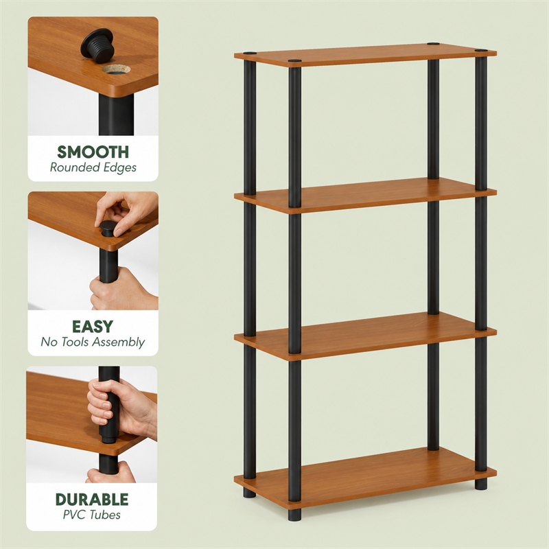 Furinno Turn-N-Tube 4-Tier Toolless Closet Organizers/Storage. Light Cherry