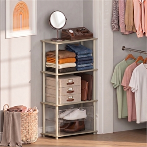 Furinno Turn-N-Tube 4-Tier Toolless Closet Organizers/Storage. Sonoma Oak