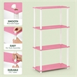 Furinno Turn-N-Tube 4-Tier Toolless Closet Organizers/Storage. Pink
