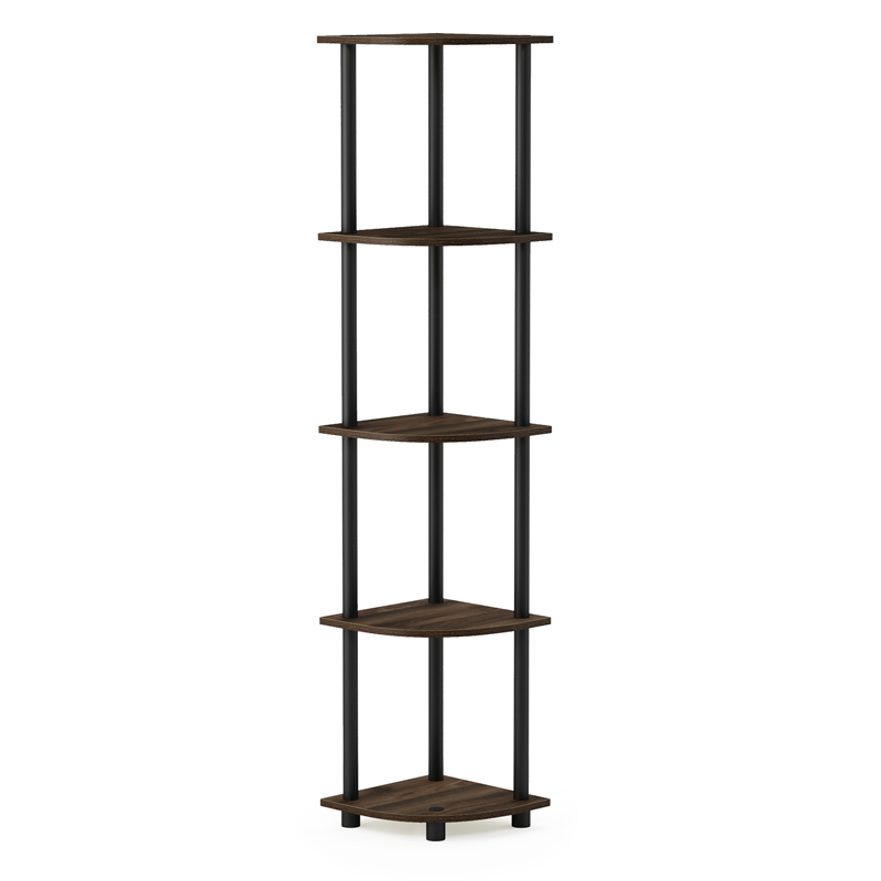 Furinno Turn-N-Tube 5-Tier Corner Shelf Closet Organizers. Columbia Walnut