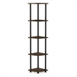 Furinno Turn-N-Tube 5-Tier Corner Shelf Closet Organizers. Columbia Walnut