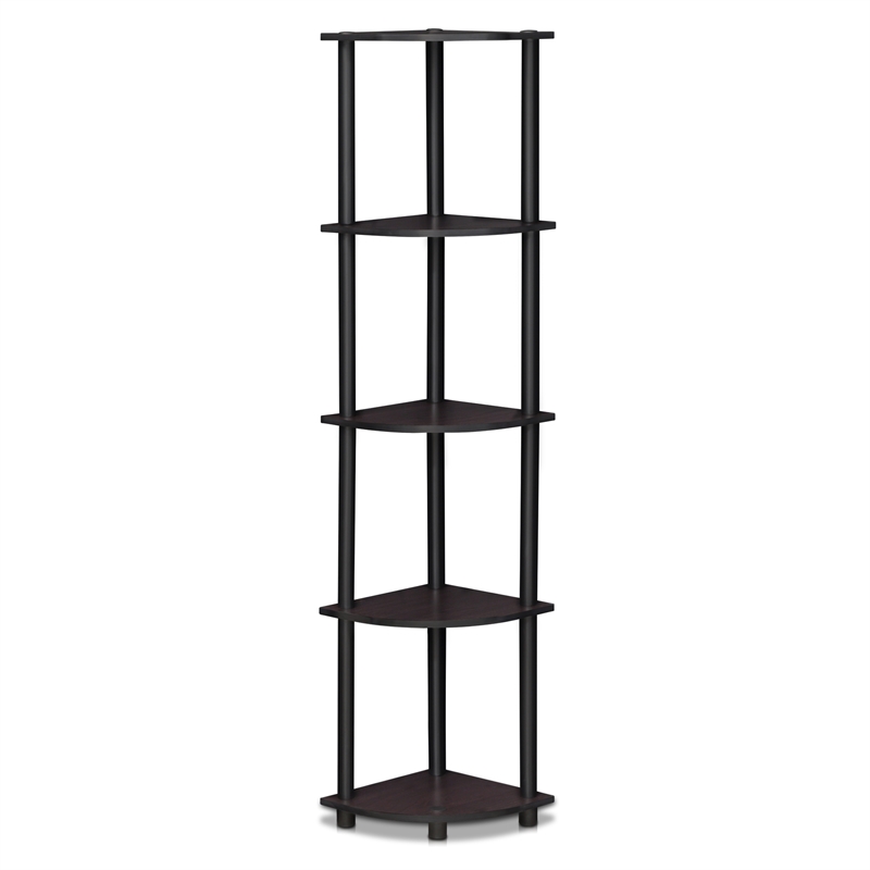 Furinno Turn-N-Tube 5-Tier Corner Shelf Closet Organizers. Dark Walnut