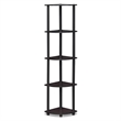 Furinno Turn-N-Tube 5-Tier Corner Shelf Closet Organizers. Dark Walnut