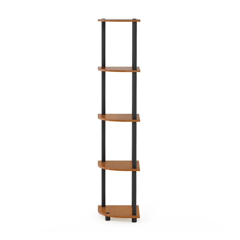 Furinno Turn-N-Tube 5-Tier Corner Shelf Closet Organizers. Light Cherry