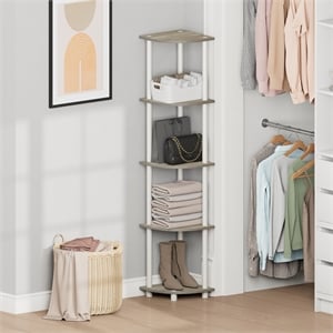 Furinno Turn-N-Tube 5-Tier Corner Shelf Closet Organizers. Sonoma Oak