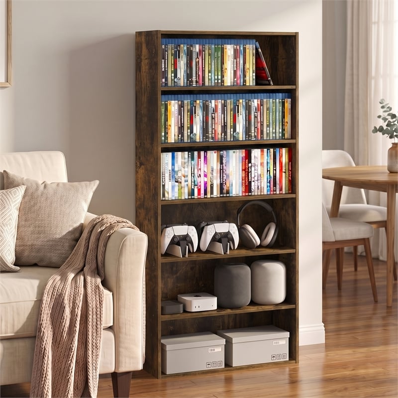 Furinno BASIC 6-Tier Open Shelf Cube Storage Organizer. Amber Pine