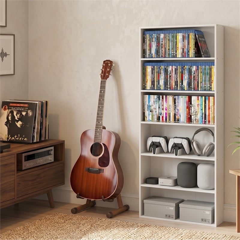 Furinno BASIC 6-Tier Open Shelf Cube Storage Organizer. 7 x 24 x 53. White