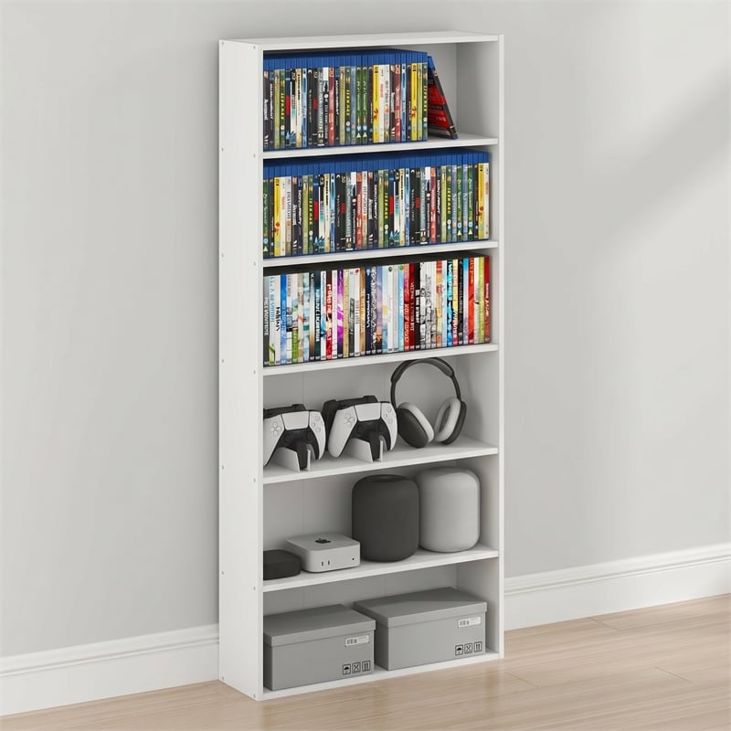 Furinno BASIC 6-Tier Open Shelf Cube Storage Organizer. 7 x 24 x 53. White