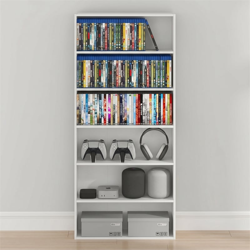 Furinno BASIC 6-Tier Open Shelf Cube Storage Organizer. 7 x 24 x 53. White