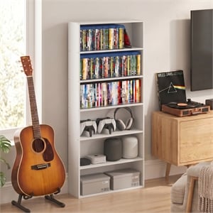 Furinno BASIC 6-Tier Open Shelf Cube Storage Organizer. 7 x 24 x 53. White