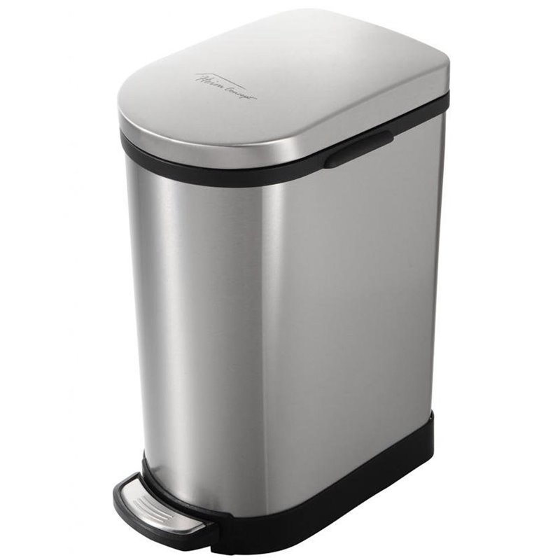 Heim Concept 2.6 Gallon Stainless Steel Slow Close Lid Step Trash Can in Chrome