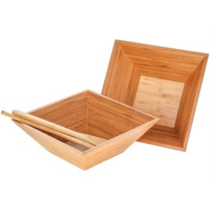 Heim Concept 4 Piece Bamboo Salad Bowl Set in Brown
