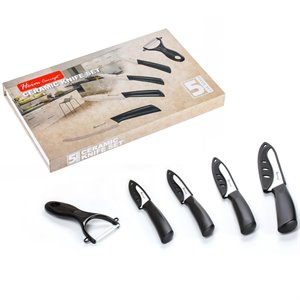 Heim Concept 4 Ceramic Cutlery Kitchen Knives with Sheaths and Peeler Set