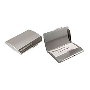 jiallo curve shape stainless steel business card holder case in 2-tone silver