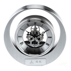 jiallo rock and roll skeleton stainless steel mantel clock in silver