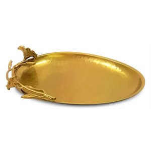 jiallo eldora oval modern stainless steel tray in satin gold