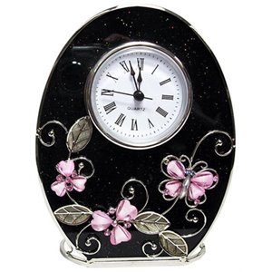 jiallo decor butterfly modern stainless steel clock in black/pink