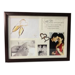 jiallo 25th anniversary collage photo frame with double heart icon in brown