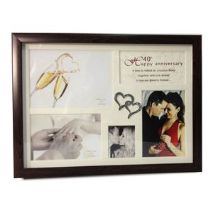jiallo 40th anniversary collage photo frame with double heart icon in brown