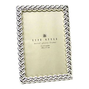 jiallo 4x6 home decor modern metal frame with knotted border in silver