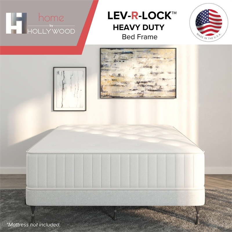 Premium Lev-R-Lock Bed Frame Twin/Full/Queen/Cal King/E. King with 6 Glides