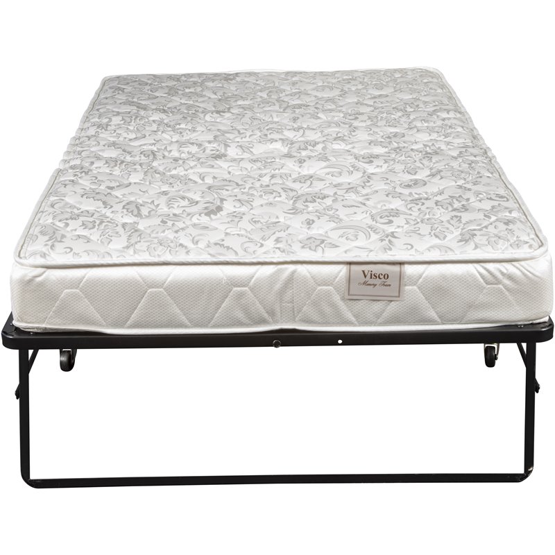 Hollywood Rollaway with Twin Memory Foam Mattress in White