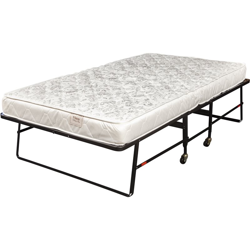 Hollywood Rollaway with Twin Memory Foam Mattress in White