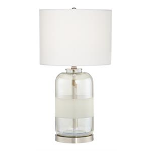 pacific coast lighting moderne sandblast glass table lamp in champagne/clear