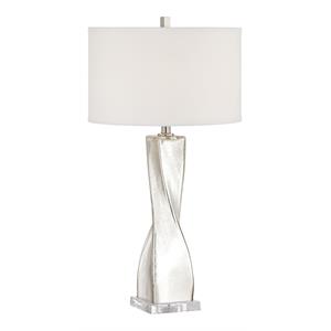 pacific coast lighting orin twist crackle glass table lamp in silver mercure