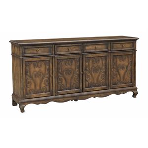 treasure trove chateau brown four door four drawer credenza