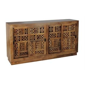 treasure trove lattice ajara brown sliding door wood cabinet