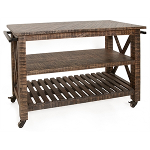 treasure trove celebrity distressed brown wood castered cart